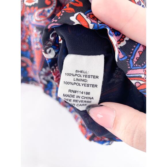 Willow Drive Women's Paisley Print Chiffon Blouse Long Sleeve Ruffle Cuff Small - Picture 6 of 7